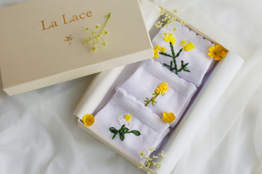 Set čarapica | Mimoza, smilje i bela rada